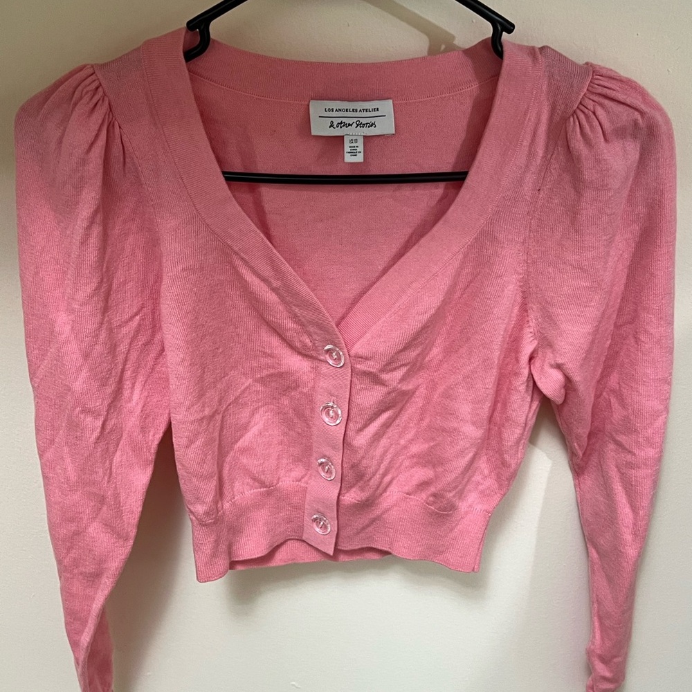 Pink cropped cardigan